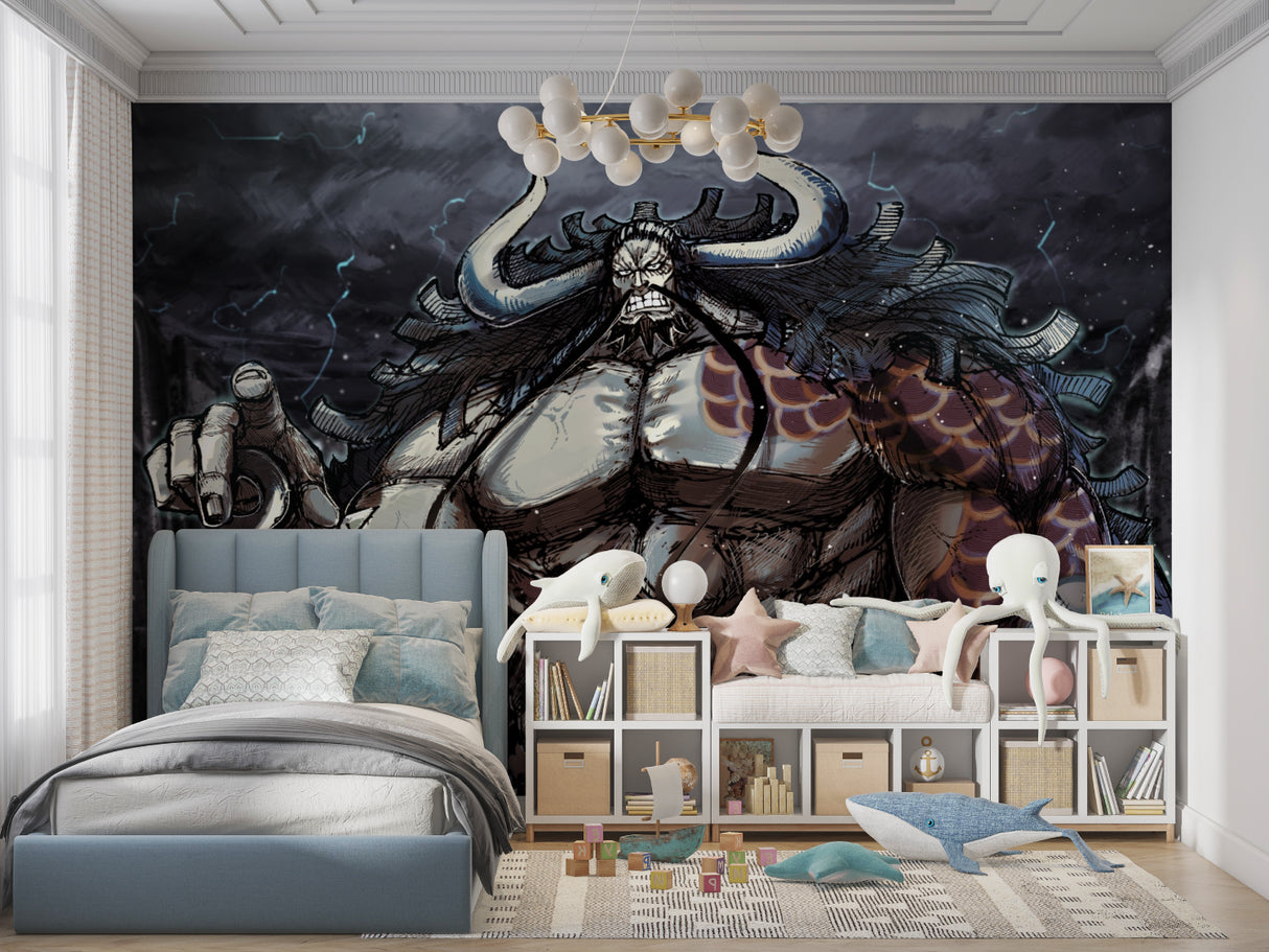 Anime Wall Mural bringing energy to entertainment room setup