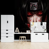Japanese Anime Wall Mural making statement in teen bedroom with dark furniture