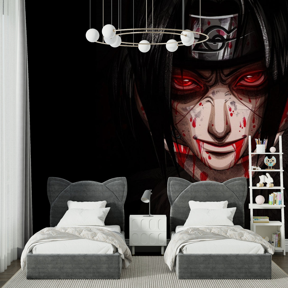Anime Wall Design showcased in contemporary studio space with minimal decor
