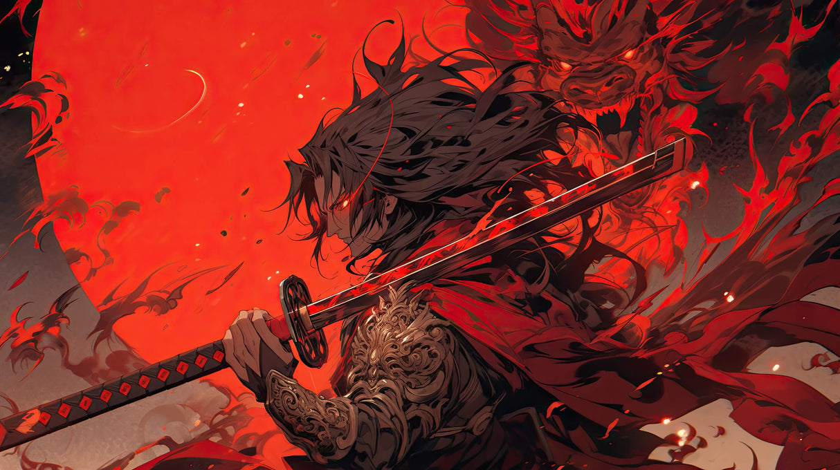 Dark Samurai design file showing detailed red and black artistic pattern