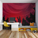 Teen bedroom transformed with Japanese anime wall mural showing dark silhouettes