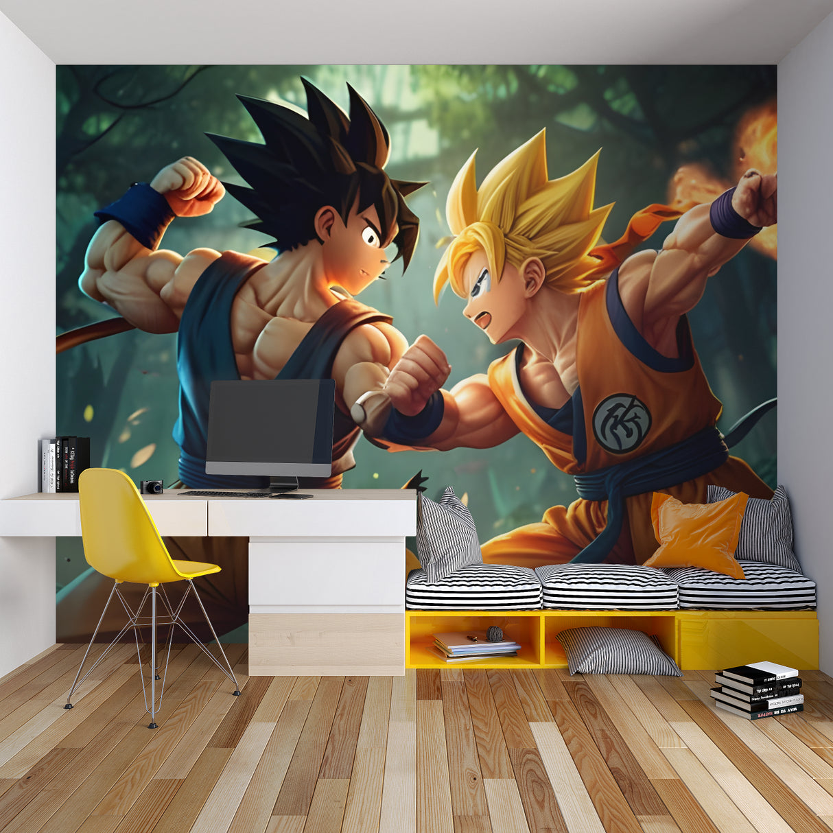 Dragon Ball mural creating impact in a collector's display room