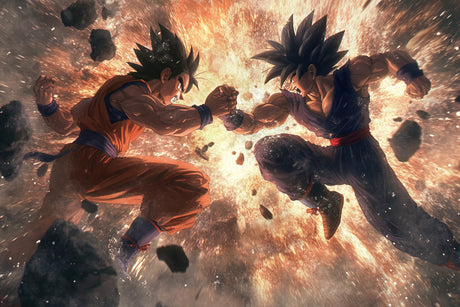 Dragon Ball battle design file showing detailed combat scene and energy effects