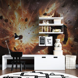 Dragon Ball battle scene wallpaper in modern gaming room with LED lighting setup