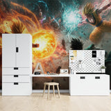 Dragon Ball battle scene transforming a study space into an anime paradise