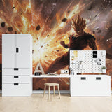 Anime wall mural bringing energy to modern gaming corner