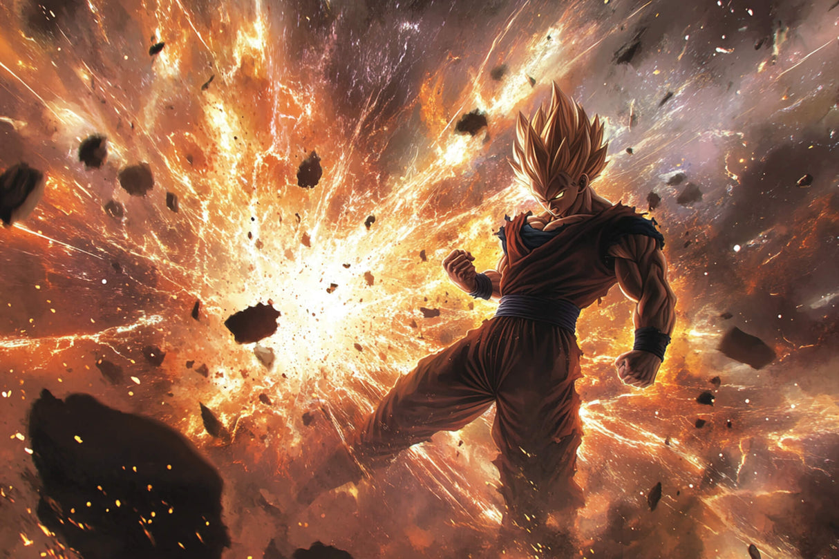 Dragon Ball battle scene design file showing detailed artwork and color palette