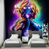 Battle scene wallpaper transforming a hobby room with vibrant colors
