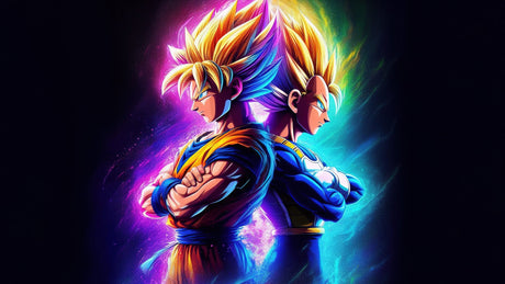 Dragon Ball battle scene design file showing intricate artwork and color details