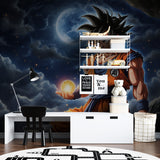 Manga themed wall mural installation in a stylish entertainment space