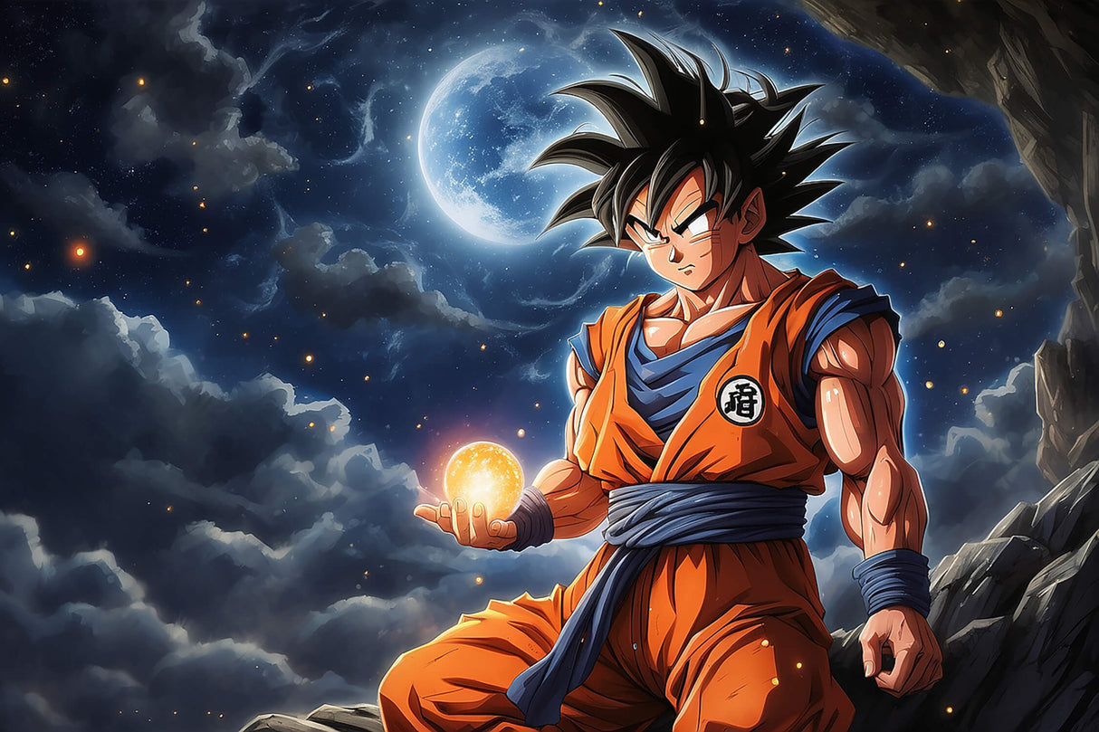 Dragon Ball wallpaper design file showing detailed night sky battle scene pattern