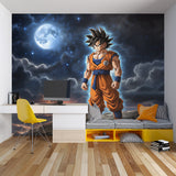 Anime themed wallpaper installation in collector's room display