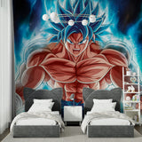 Anime mural installation in spacious media room with gaming corner