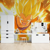 Japanese anime mural displayed in modern apartment living room