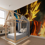 Dragon Ball Super mural creating impact in a minimalist room setting