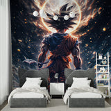 Anime wall mural featuring Ultra Instinct scene displayed in teen bedroom