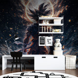 Manga-inspired wall mural showcased in modern home office setup