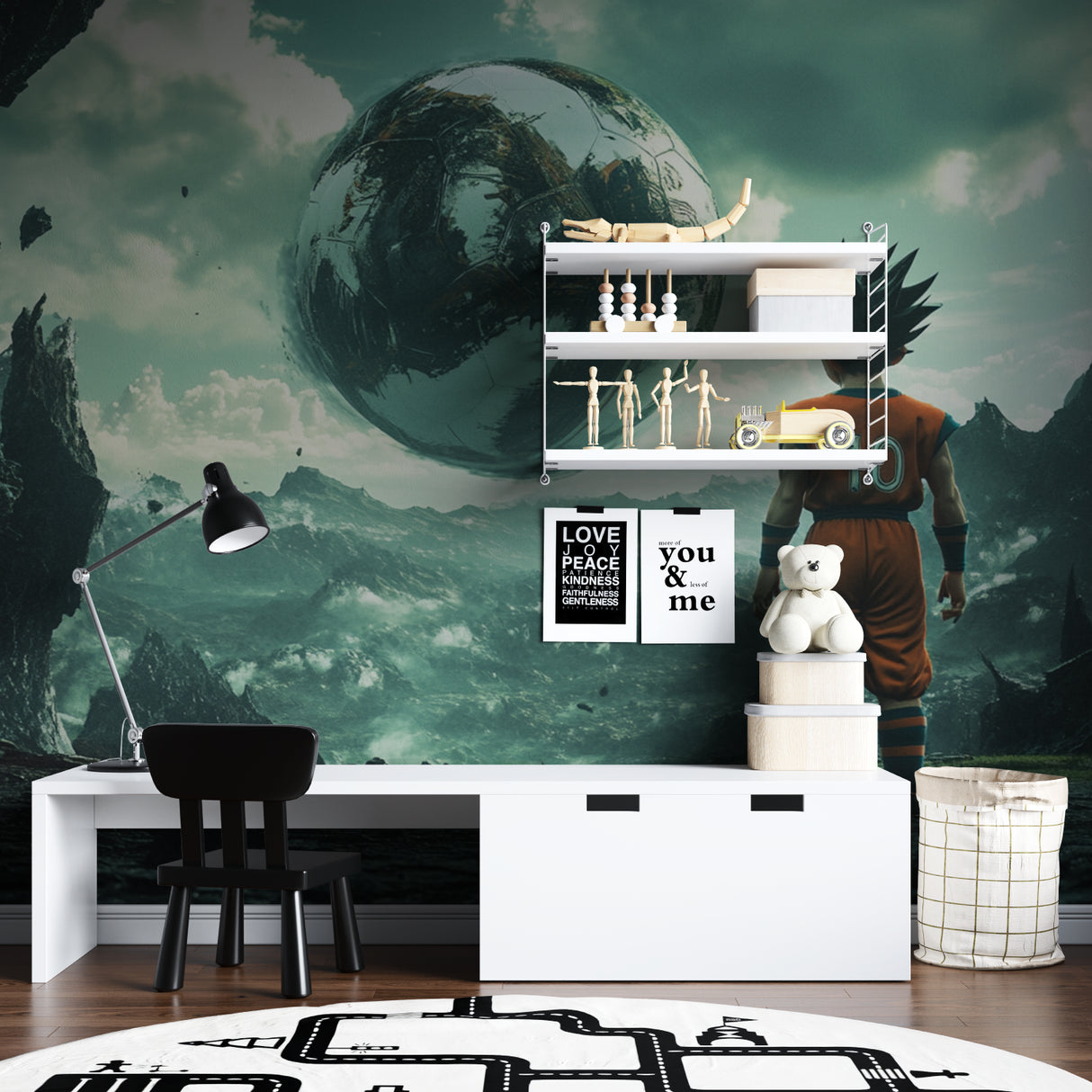 Anime mural wallpaper bringing character to a contemporary living space
