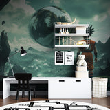 Anime mural wallpaper bringing character to a contemporary living space
