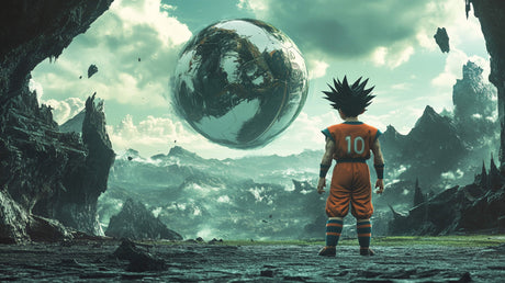 Design file of Dragon Ball anime wallpaper with detailed universe scene and character