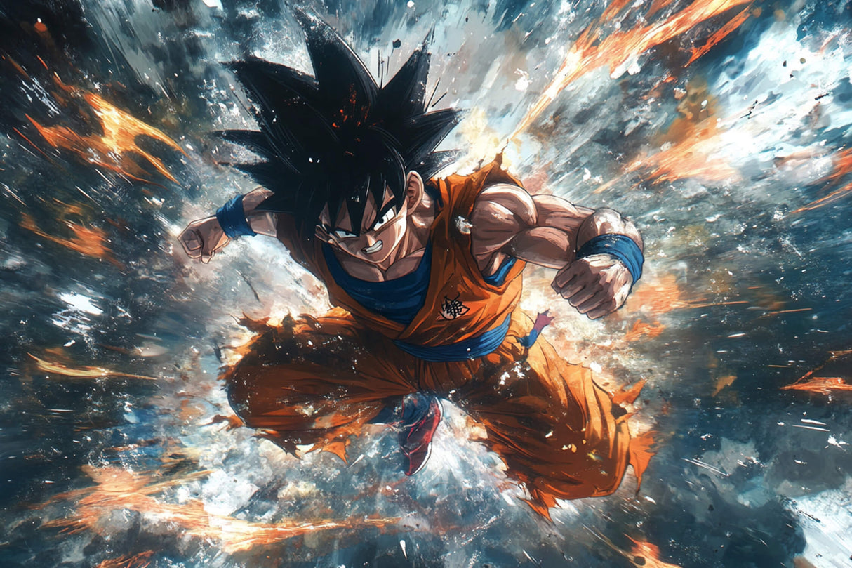 Dragon Ball Z design file showing detailed battle scene artwork and color palette