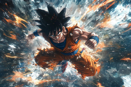 Dragon Ball Z design file showing detailed battle scene artwork and color palette