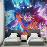Dragon Ball Z wall mural bringing epic anime action to a modern gaming room setup