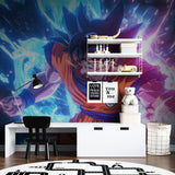 Dragon Ball Z mural wallpaper transforming a fan cave with cosmic energy
