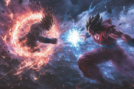Dragon Ball Z battle scene design file showing detailed cosmic background and character artwork