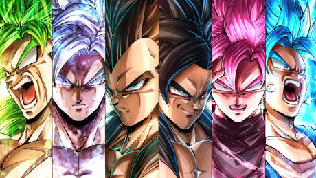Dragon Ball Z character collection design file showing vibrant colors and detailed artwork