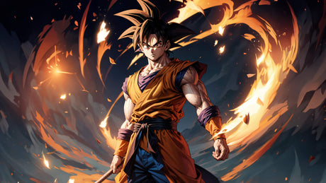 Dragon Ball Z Super Saiyan Fire Scene design file showing detailed flame effects and character artwork