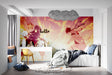 Anime battle wallpaper bringing energy to a modern gaming room with dramatic red and orange tones