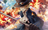 Design file of anime character artwork with detailed flame pattern and effects