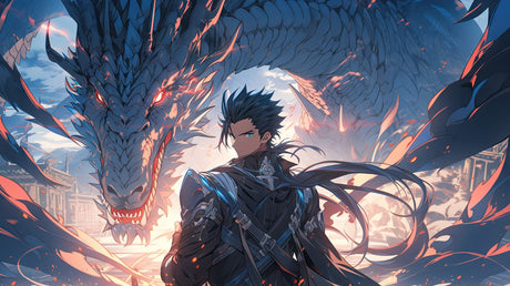 Dragon Warrior anime wallpaper design file showing intricate battle scene details and effects
