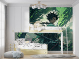 Anime dragon mural wallpaper showcased in teen bedroom with contemporary furniture