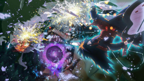 Anime battle scene wallpaper design file showing vibrant cosmic effects and dynamic action