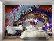 Anime battle scene wallpaper bringing epic dragon action to a modern gaming room setup