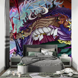 Manga-style dragon mural creating drama in a teen bedroom space