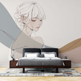 Minimalist Anime Portrait design file showing detailed geometric patterns and soft color palette