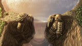 Design file showing detailed anime stone warriors against golden valley background
