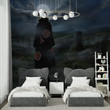 Japanese anime wall mural in cozy reading nook with ambient lighting
