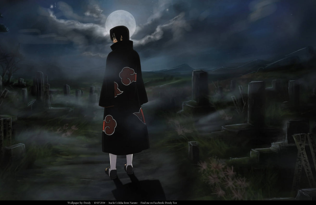 Anime warrior design file showing detailed moonlit scene pattern and rich midnight colors
