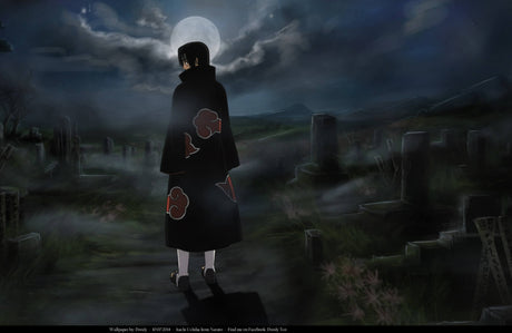 Anime warrior design file showing detailed moonlit scene pattern and rich midnight colors