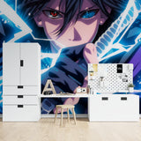 Japanese anime mural bringing epic style to a modern gaming room setup