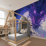 Japanese anime mural wallpaper displayed in contemporary study room with gaming setup