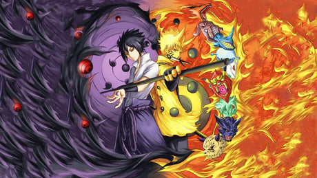 High-resolution design file of Naruto and Sasuke battle scene anime wallpaper pattern