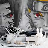 Manga wallpaper featuring Naruto characters displayed in a stylish entertainment room