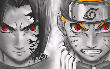 Design file of Naruto characters anime wallpaper showing detailed black and red pattern