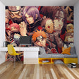 Naruto anime wallpaper mural displayed in a modern gaming room with LED lighting