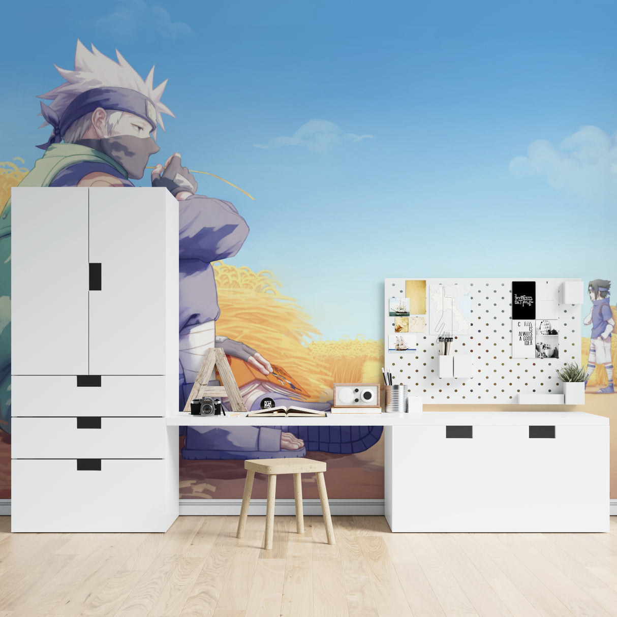 Anime hero wallpaper bringing character to modern living room